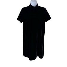 Madewell Velvet Mock Neck Black Mini Dress Short Sleeve Evening Size Sm EUC