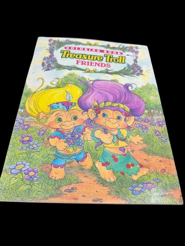 Set/2 Vintage 90er Trolle Malbücher unbenutzt Aktivität Buntstift Schatztroll - Bild 4 von 14