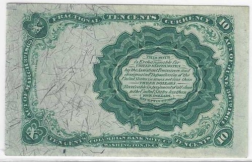 5th Issue 10c Fractional Currency ...... Very Choice Crisp Uncirculated - Picture 2 of 2