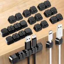 16 Pack Black Silicone Cable Clips for Desk,Charging Cord Holder Adhesive 