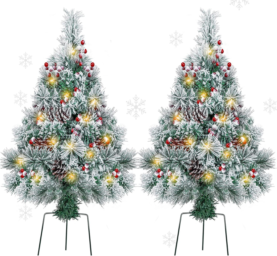 2.5FT Outdoor Christmas Tree Snow Flocked Pathway Artificial Christmas