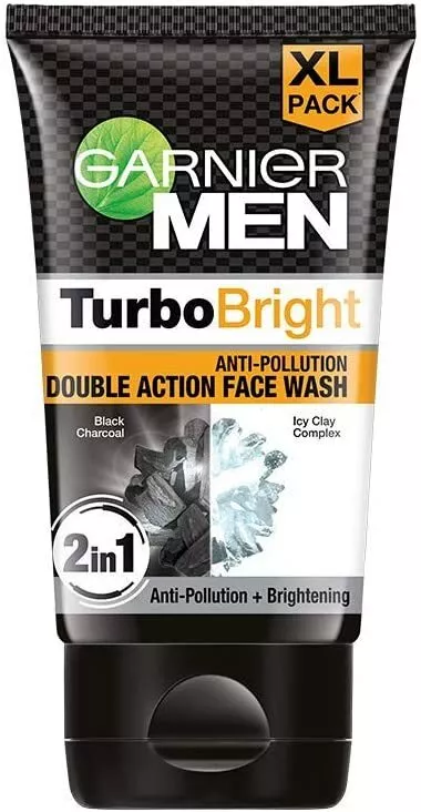 Garnier Men Turbo Bright Double Action Charcoal Facewash 150g eBay