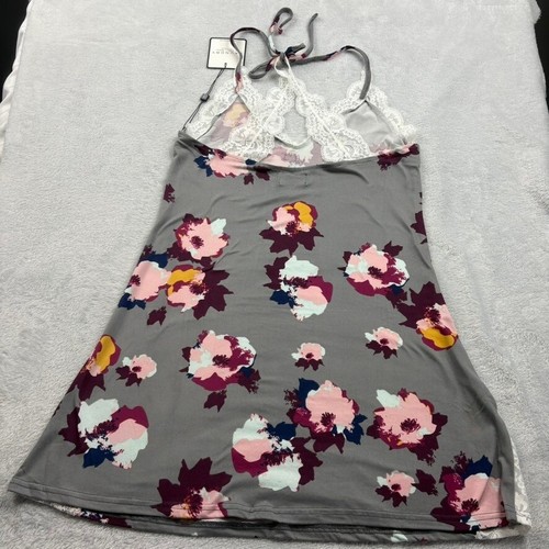 Vestido para dormir gris Laundry by Shelli Segal con ribete floral de encaje talla S - Imagen 5 de 13
