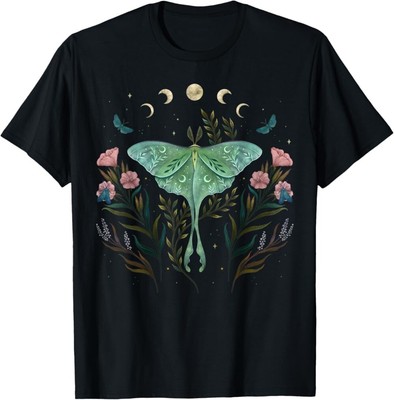 Moon Phases Luna Moth Insect Lover Cottagecore Aesthetic  T-Shirt ,Unisex Tee