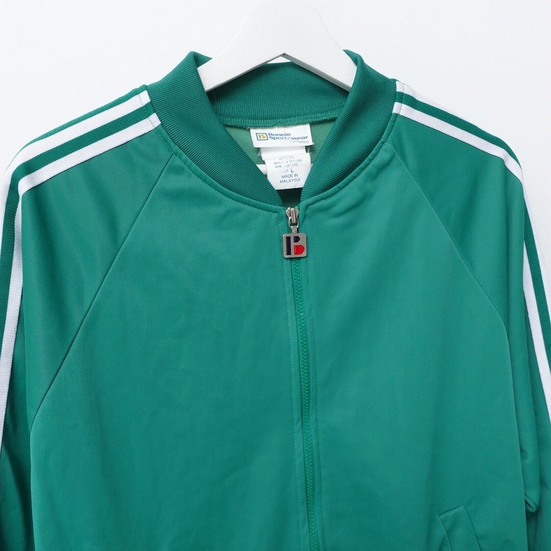 Vintage 70s Bonnie Sportswear California Green White Stripe Track Jacket  Large | eBay