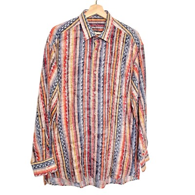 Marcello Sport Long Sleeve Button Shirt Men s XL Multicolor Aztec Pattern Print