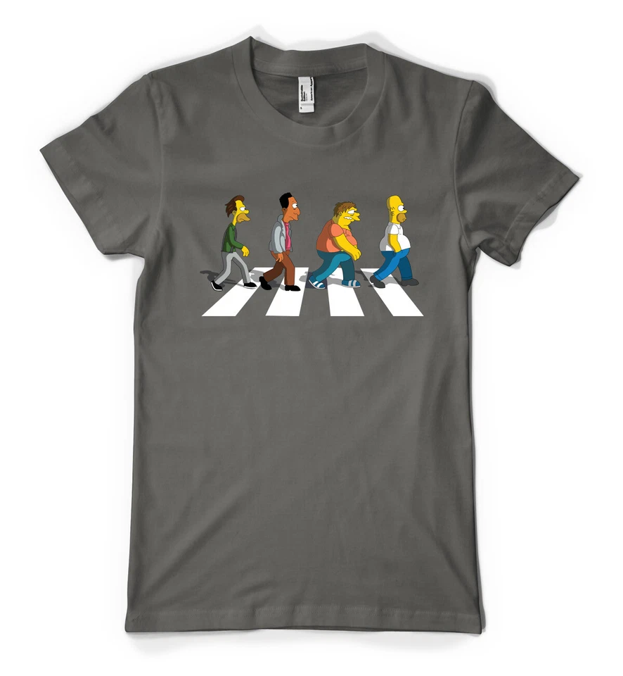 Cartoon Simpson Crossing Abbey Road Personalised Unisex Adult T Shirt - Image 3 of 4