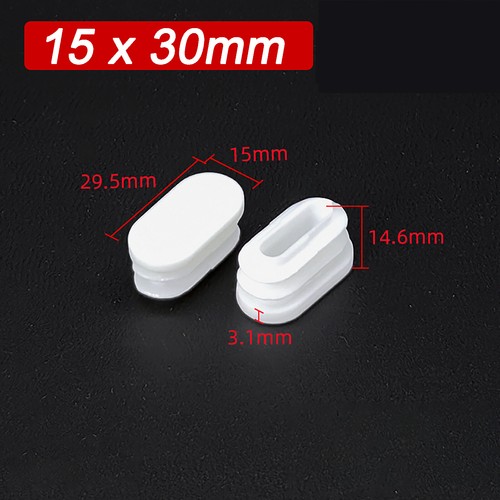 Oval Plastic End Caps Ribbed Plugs Blanking Inserts Oval Bungs / White - Picture 6 of 14