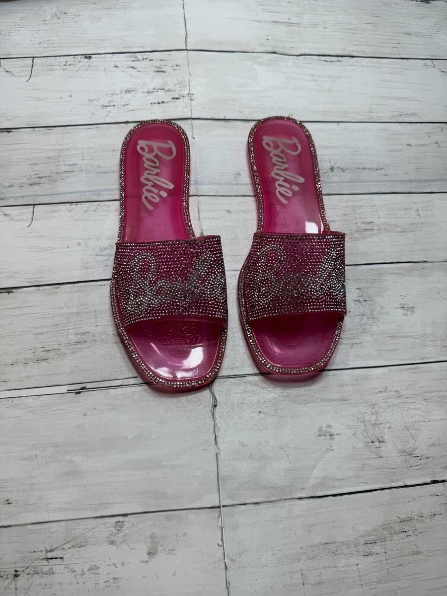 Barbie Forever 21 Mujer Rosa Sólido Estrás Jalea Slides Sandalia