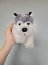Asda Kid Connection - Husky Puppy - Laying Soft Plush Toy Beanie Teddy 9" Grey