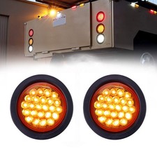 2pcs 24v 4inch Round Led Truck Trailer Turn Signal Tail Lights 24-led Waterproof