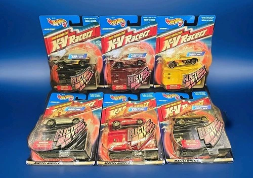 1999 Hot Wheels Motorized X-V Racers Full Set Ferrari Flashfire Gold Fever + Vtg