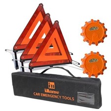 Warning Safety Triangle Kit, Emergency Roadside Warning 3 Packs with 2 LED