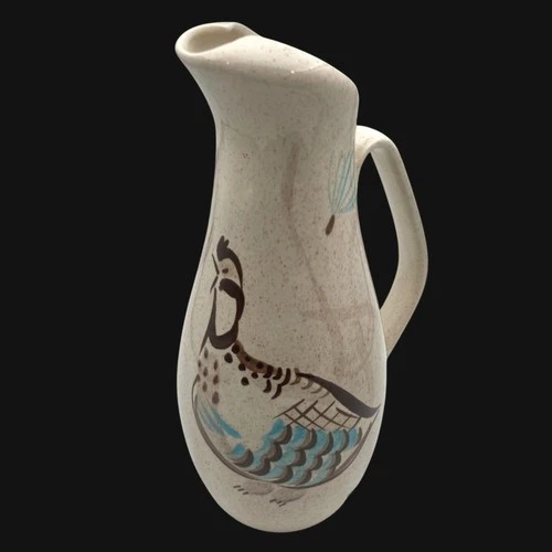 Red Wing Pottery BOB WHITE QUAIL 11.75" Large Water Pitcher Vintage MCM USA Made