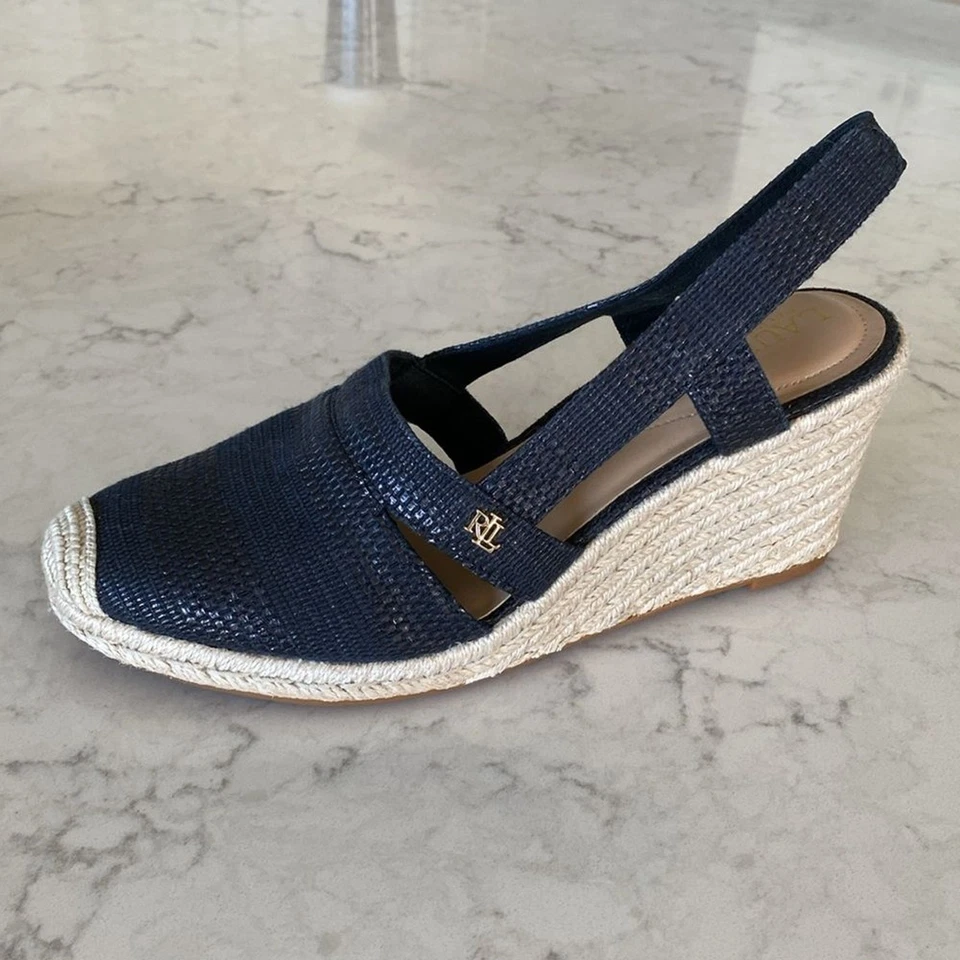 Ralph Lauren Penelopie Alpargata Azul Marino Cuña Talla 10 Foto 3 de 4