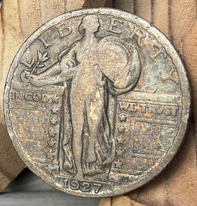 1927-P Standing Liberty Silver Quarter Dollar, Slight Toning