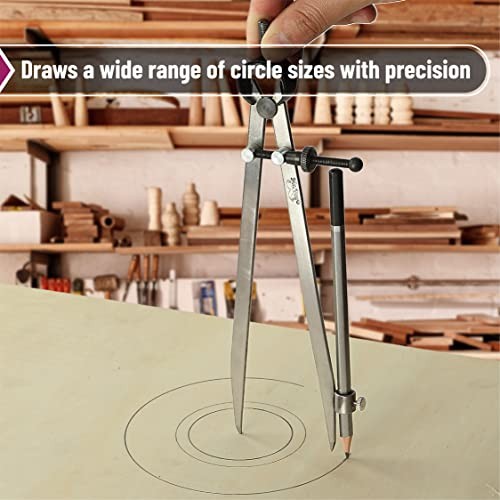 - Professional with Lock, 8 inch, Pencil Woodworking for Geometry, Wing Compass - Picture 7 of 7