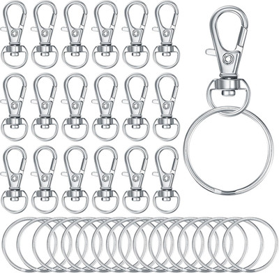 Pack of 130 Key Rings and Split Rings (65 Key Rings + 65 Twist Snap Hook Clips),
