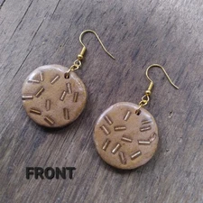 Handcrafted Polymer Clay And Resin Gold Earrings Bronze And Brown 