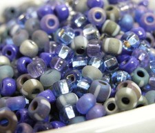 Czech Glass Seed Bead Mix Silvery Blue Moon 6/0 50grams