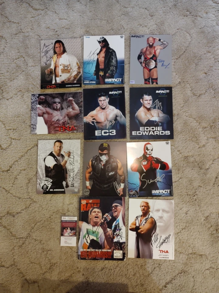 Foto promocional original firmada por TNA 8x10 lote de lucha libre de impacto Jarrett, Alexande JSA  Foto 2 de 4