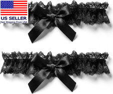 Black Garters for Bride Wedding, Black Lace Wedding Garter Set