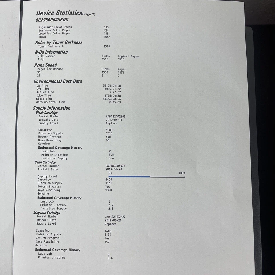 Lexmark C2535 Laser Color Printer Network Wifi & USB Page Count 1515 - Image 4 of 4