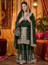 Pakistani Indian Party Wear Dress Bollywood Salwar Kameez Wedding Sharara Suits