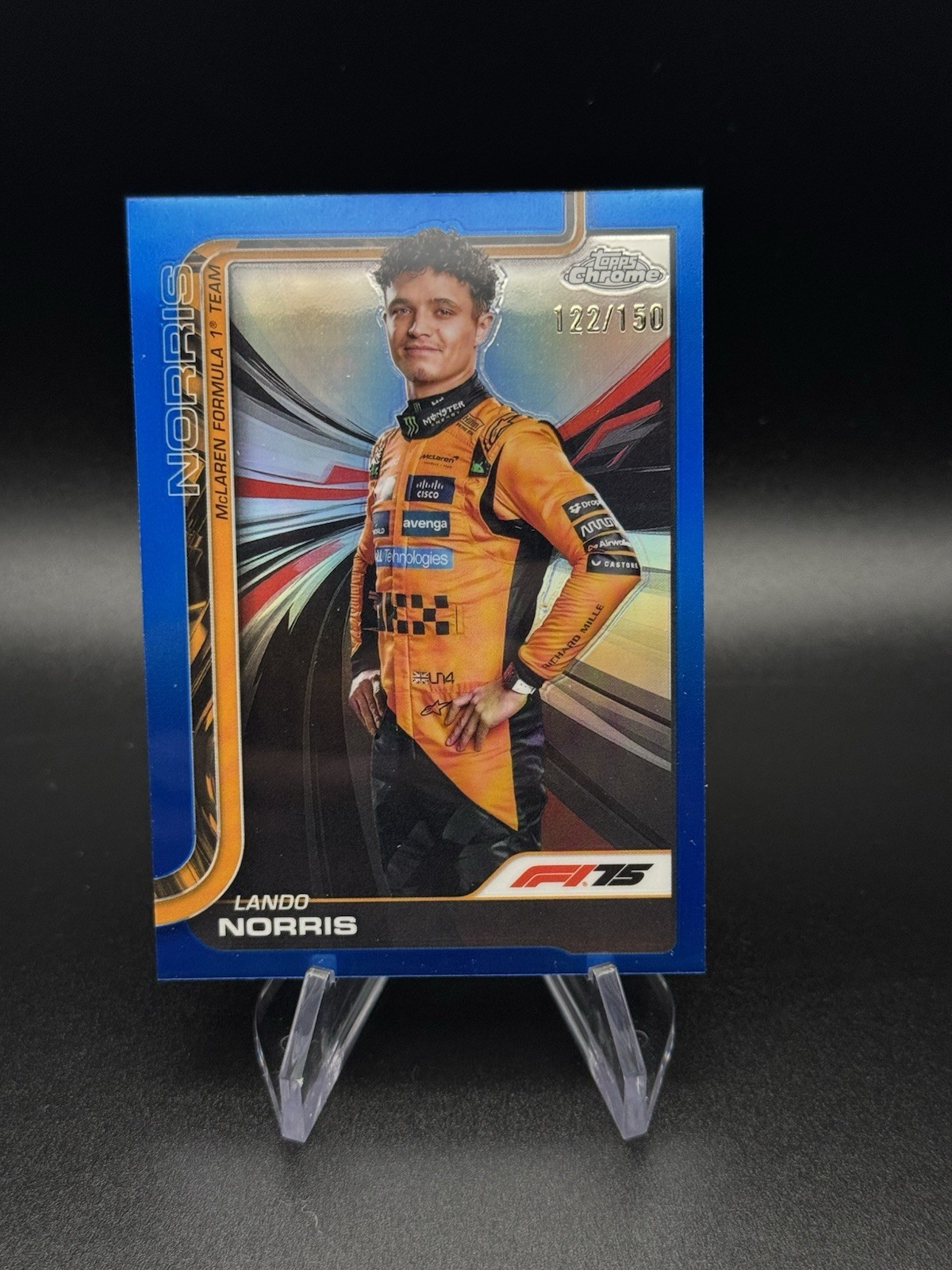 Lando Norris 2025 Topps Chrome Formula 1 F1 True Blue Refractor /150 #5 Portrait