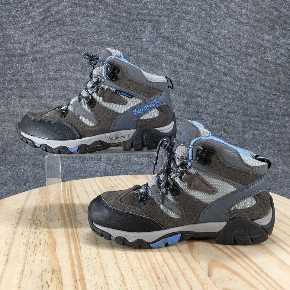 Bear Paw Boots Womens 8 Corsica Hiking Ankle Bootie Lace Up Gray Leather Trek - Image 2 of 4