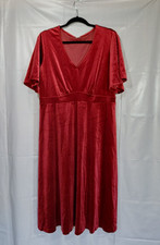 Old Navy Short Sleeve Velvet Fit & Flare Midi Dress XL Wine Red Holiday