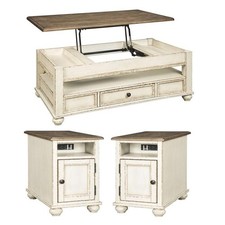 Home Square 3-Piece Set with Lift Top Coffee Table  2 End Tables with USB Ports