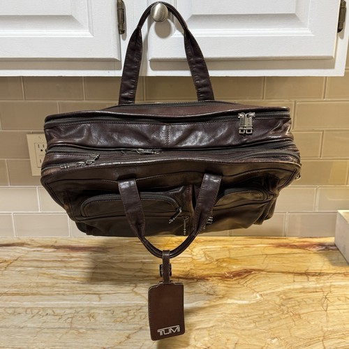 VINTAGE TUMI ALPHA LAPTOP AKTENTASCHE ERWEITERBAR BRAUN LEDER BUSINESS SCHULTERTASCHE - Bild 3 von 6
