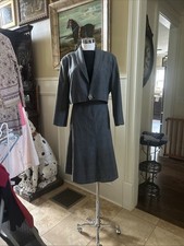 Vintage Wool Blend Grey Skirt Suit Sz L