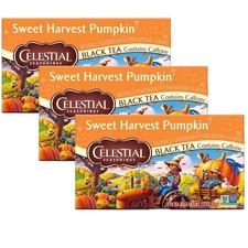 (3-Pack) Celestial Seasonings SWEET HARVEST PUMPKIN Black Tea 18-Tea Bag BB 6/26