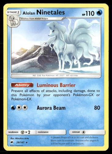 Alolan Ninetales 28/147 Rare Burning Shadows Pokemon MP