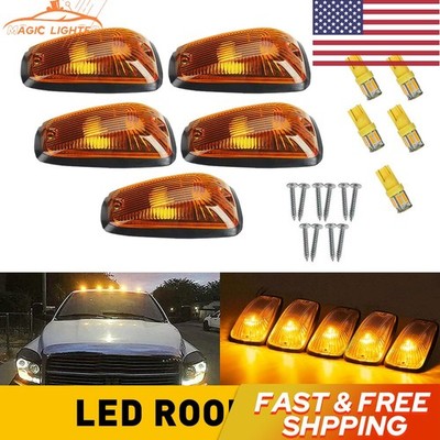 5X Smoke Cab Roof Light Marker + Amber For 32174 LED Chevrolet GMC C/K 1500-3500