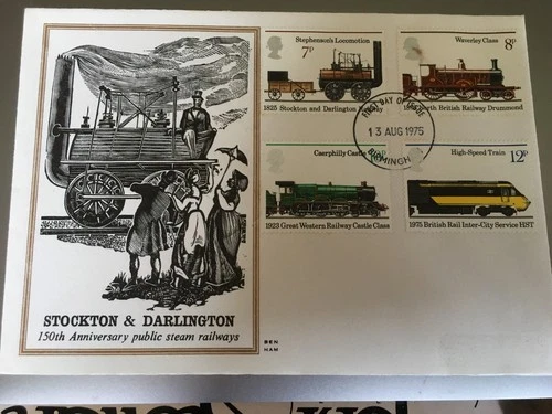 GB STAMPS RARE FIRST DAY COVER 1975 RAILWAY BENHAM WOOD CUT
