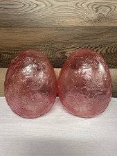 Large Pink Easter Eggs With Butterfly Print, Lights Up, Set Of 2, Battery Oper.