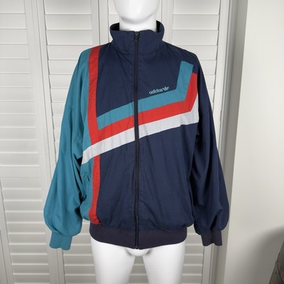 Vintage 1990er Adidas Bomberjacke Baumwolle gefüttert Retro bestickt Herren Large