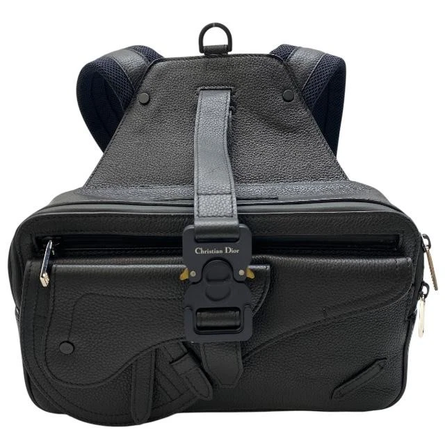 Sac à dos selle Christian Dior logo cuir noir r20_0420