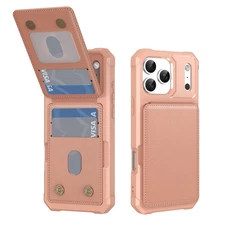 For iPhone 17 Pro Max Air 16 15 14 13 Leather Wallet Case with Credit Card Slot