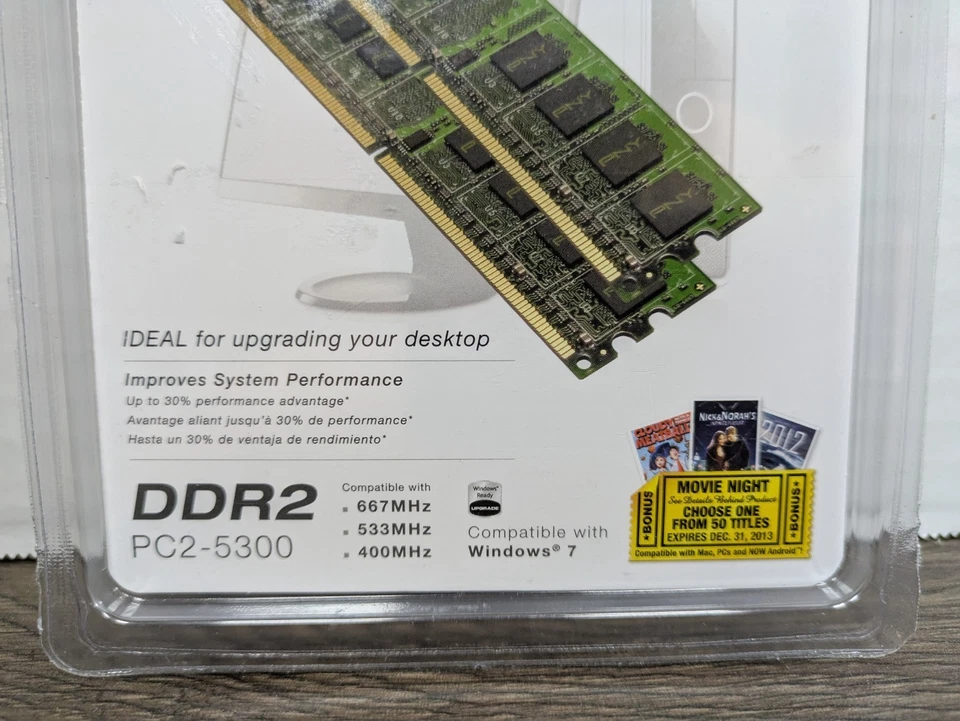 PNY 2GB (2x1GB) PC2-5300 667MHz DDR2 Desktop DIMMs Memory MD2048KD2-667 NEW - Image 2 of 4