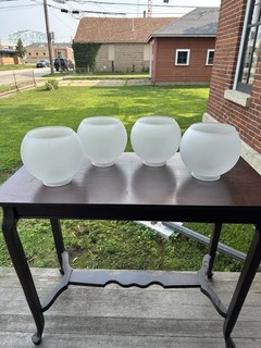 Match Set Acid Etched Ball Glass Shades Gas Chandelier 4' Shade Holder