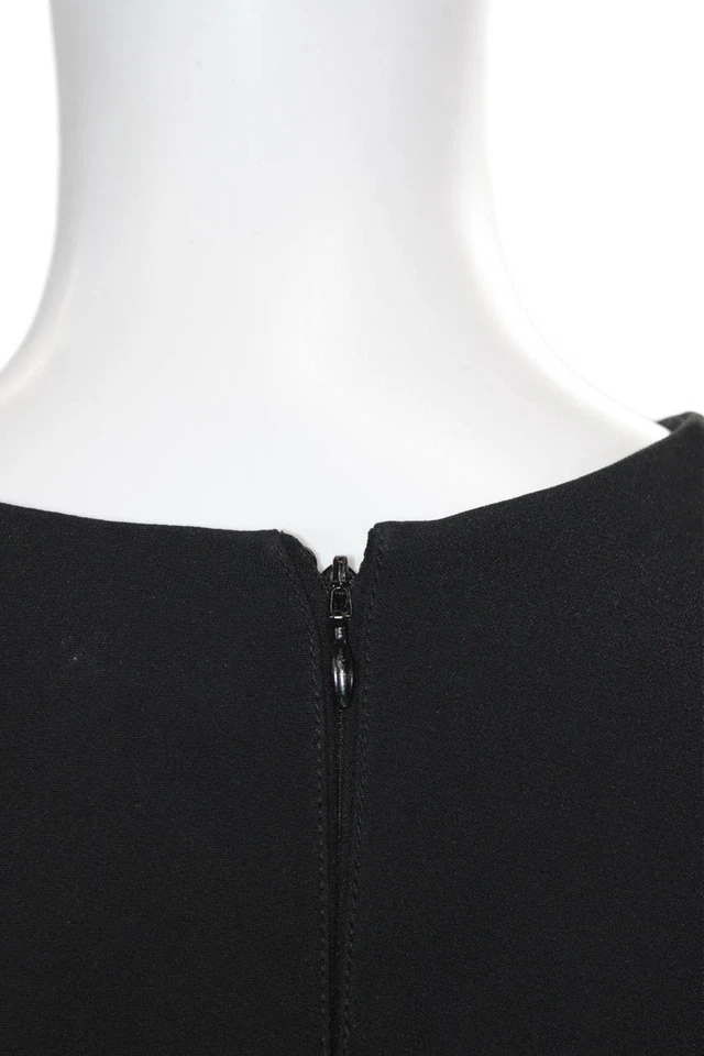 Andrew Gn Women Mini Shift Dress Black Buckle Crew Neck 3/4 Sleeve Size 40 - Image 4 of 4