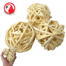 Bonka Bird Toys Pack Three Natural Woven Bamboo Balls Foot Talon Craft Part