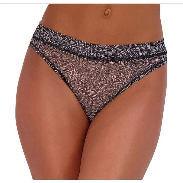 Steve Madden Black Marble Thong Panties Intimates Underwear Sz M / #8143 - Image 3 of 4