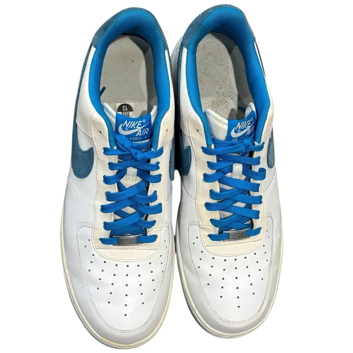 Nike Air Force 1 Low White Blue Suede Swoosh Men’s 13 Sneakers 488298-148 Nike Air Force 1 Low White - 488298-148 for Sale  main image 4