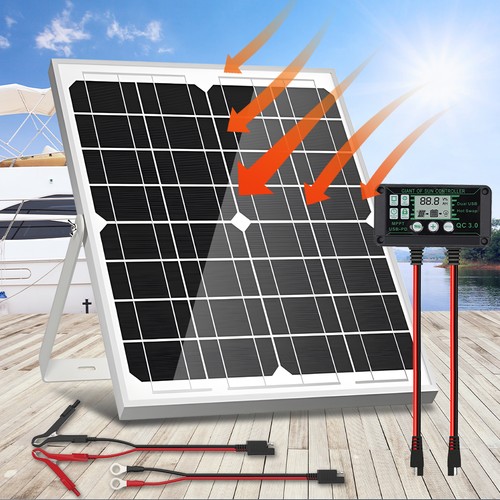12V Solar Trickle Charger 30W Solar Panel w/Controller Car RV Battery Maintainer