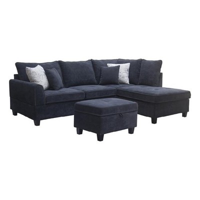 Otto 3pc Set Sofa- Loveseat- Chair with 6 Pillows- Dark Gray Woven
